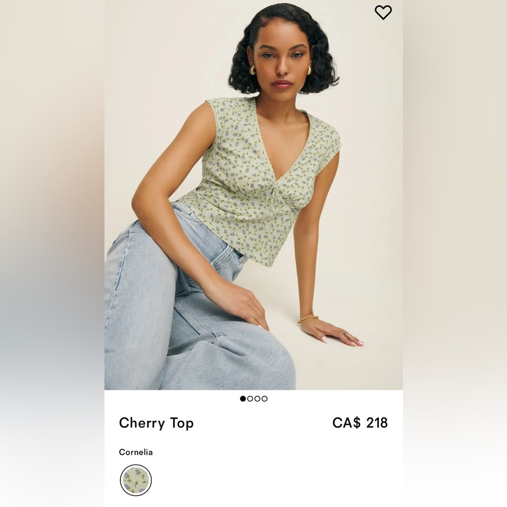 BWT Reformation Cherry Top Ivory - Size 6